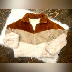Molly Green Faux Fur 70s Teddy Zip Up Jacket size Medium